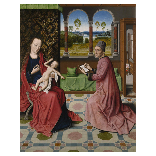 성모와 아기 예수를 그리는 성 누가 - 디르크 바우츠 / 명화그림 (수입원목액자)