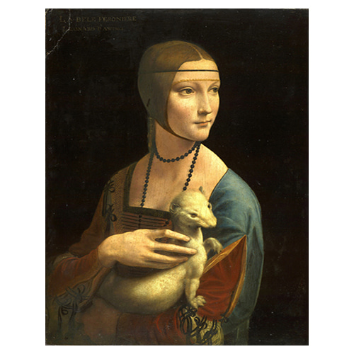 담비를 안고 있는 여인 - 레오나르도 다빈치 / 명화그림 (수입원목액자)