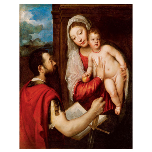 마리아와 아기예수 그리고 성 바울 - 베첼리오 티치아노 / 명화그림 (수입원목액자)