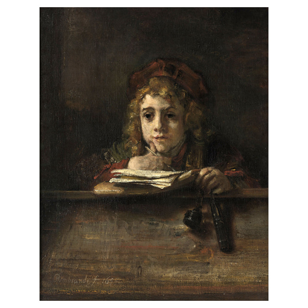 책상에서 글을 쓰는 티튀스의 초상 - 렘브란트 반 레인 / 명화그림 (수입원목액자)