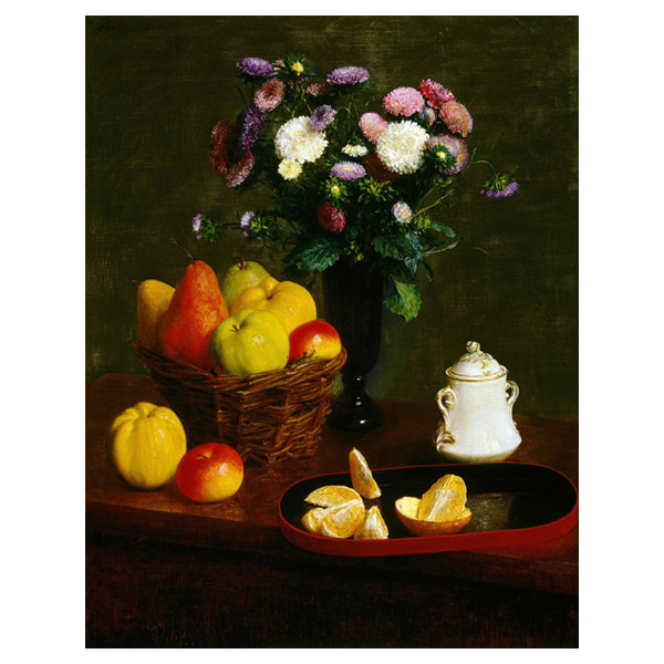 꽃과 과일 - 앙리 팡탱 라투르 / 명화그림 (수입원목액자)