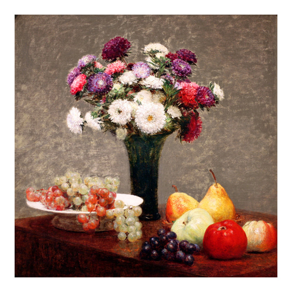 과일과 꽃병 - 앙리 팡탱 라투르 / 명화그림 (수입원목액자)