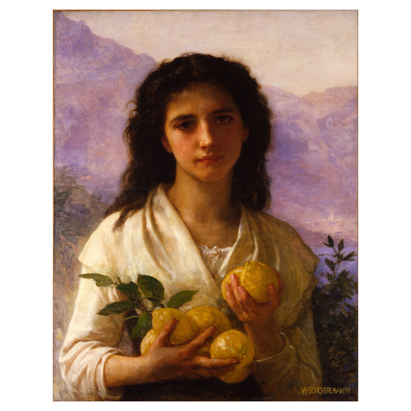 레몬을 들고있는 소녀 - 윌리앙 아돌프 부그로 / 명화그림 (수입원목액자)