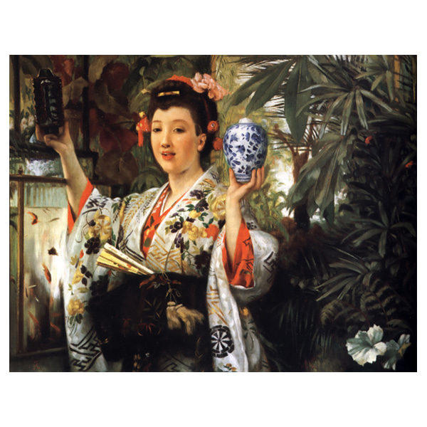 꽃병을 들고있는 일본인 - 제임스 티소 / 명화그림 (수입원목액자)
