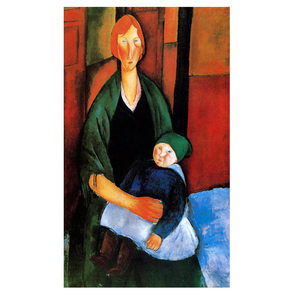 아기를 안고 앉아있는 여인 - 아메데오 모딜리아니 / 명화그림 (수입원목액자)