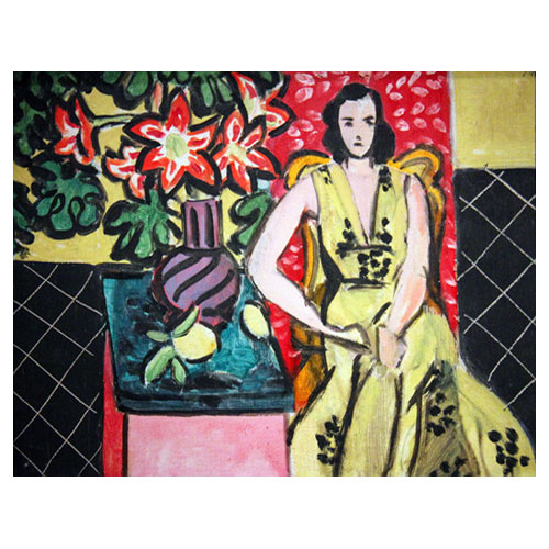 아마릴리스꽃병과 앉아있는 여인 - 앙리 마티스 / 추상화그림 (인테리어액자)