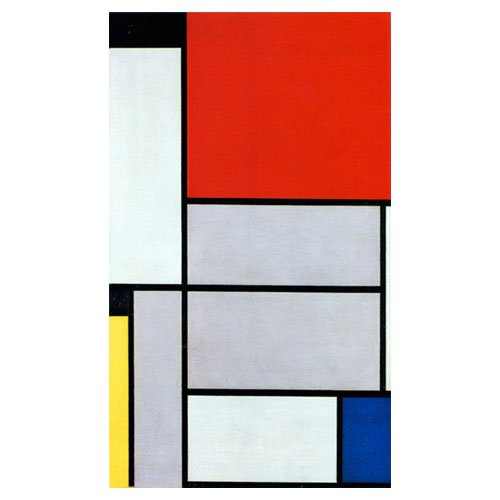검정,빨강,노랑,파랑,연파랑의 타블로1 - 피에트 몬드리안 / 추상화그림 (인테리어액자)