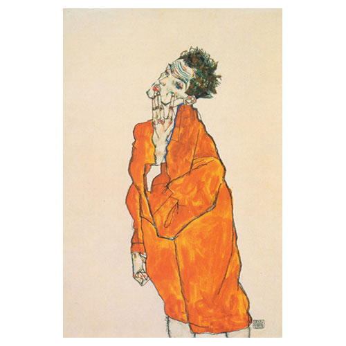 오렌지색 자켓을 입은 자화상 - 에곤 실레 / 추상화그림 (인테리어액자)