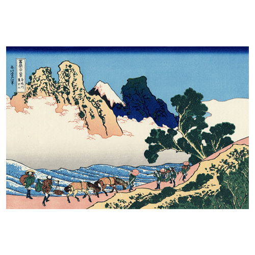 미노부 강에서 바라본 후지산의 뒷편 - 가츠시카 호쿠사이 / 일본화 (우키요에그림)