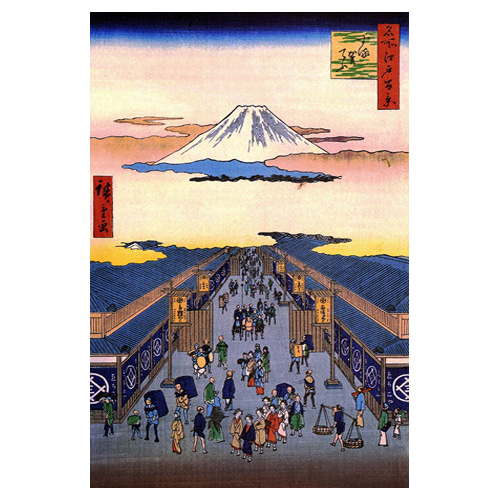 수루가의 시장 - 우타가와 히로시게 / 일본화 (우키요에그림)