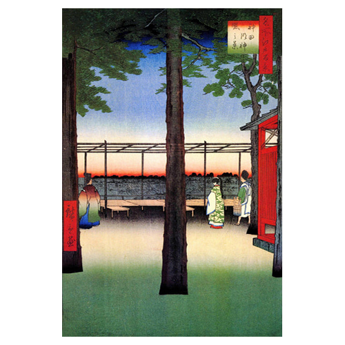칸다 묘진 신사의 새벽 - 우타가와 히로시게 / 일본화 (우키요에그림)
