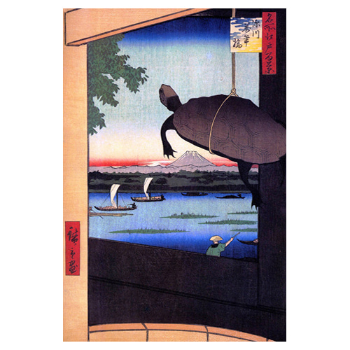 후카가와의 오래된 다리 - 우타가와 히로시게 / 일본화 (우키요에그림)