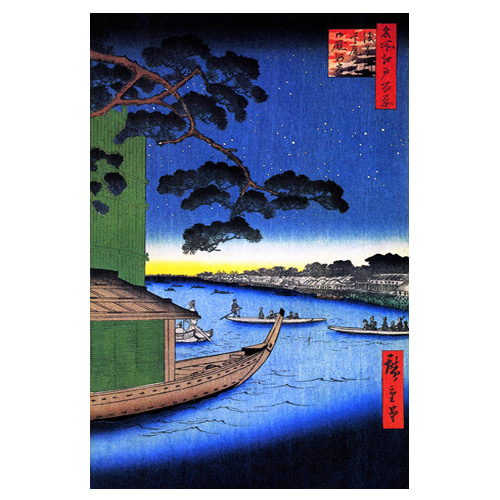 아사쿠사 강의 소나무 - 우타가와 히로시게 / 일본화 (우키요에그림)