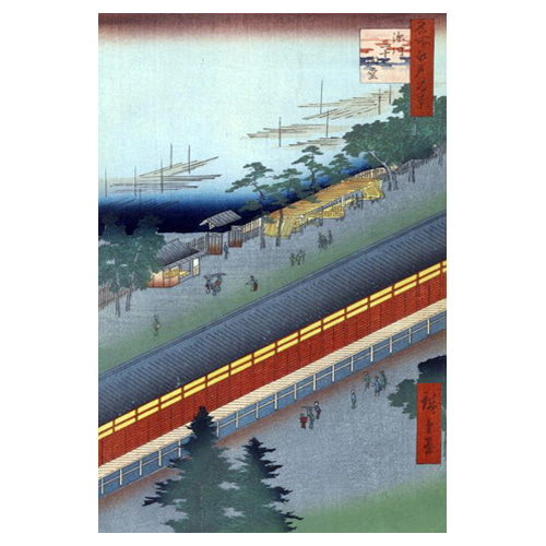 후카가와의 인적이 드문 부두 - 우타가와 히로시게 / 일본화 (우키요에그림)