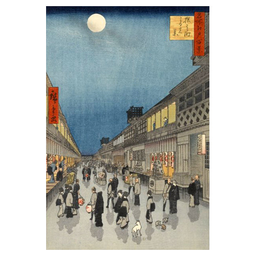 가루와가 마치의 밤풍경 - 우타가와 히로시게 / 일본화 (우키요에그림)