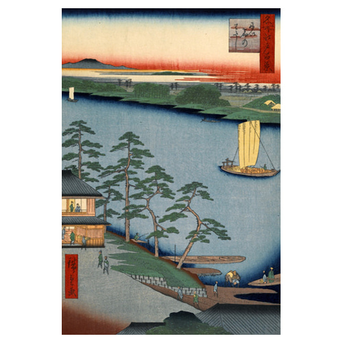 니주쿠 연락선 - 우타가와 히로시게 / 일본화 (우키요에그림)