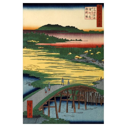 다카다의 스가타미 다리 - 우타가와 히로시게 / 일본화 (우키요에그림)