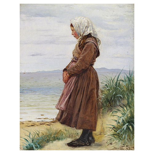 A girl on the beach, Hornbæk - 페데르 세베린 크뢰위에르 / 명화그림 (수입원목액자)